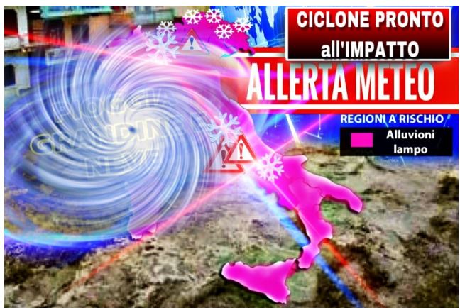 ITALIA: METEO-> VERO CICLONE contro ITALIA, PIOGGIA, GRANDINE e NEVE. Ecco DOVE, QUANDO, regioni e città&nbsp;colpite