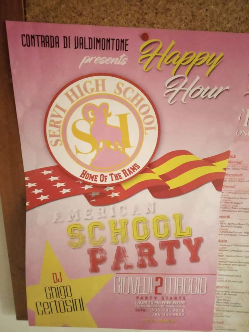 Siena, Contrada del Valdimontone: 02/05 Serata Happy Hour “American Scholl&nbsp;Party”