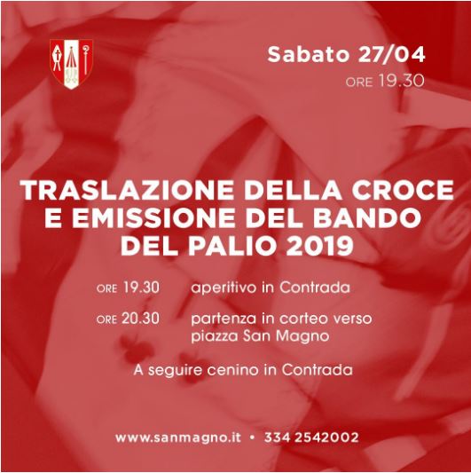 Palio di Legnano, Contrada San Magno: 27/04 Cenino dopo la Traslazione della&nbsp;Croce