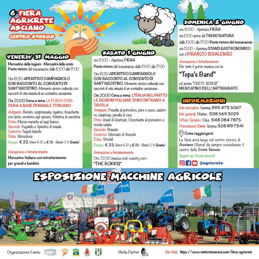 Provincia di Siena: Ad Asciano torna la Fiera AgriCrete, venerdì 31 maggio in programma la ”porca&nbsp;cena”