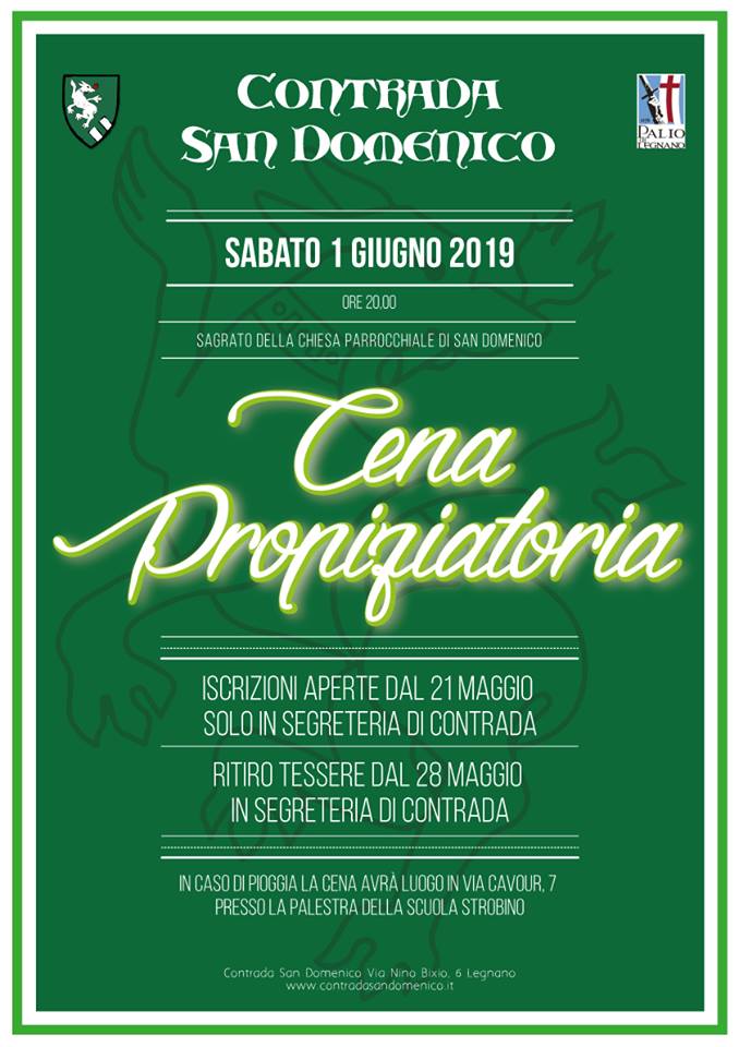 Palio di Legnano, Contrada San Domenico: 01/06 “Cena Propiziatoria”