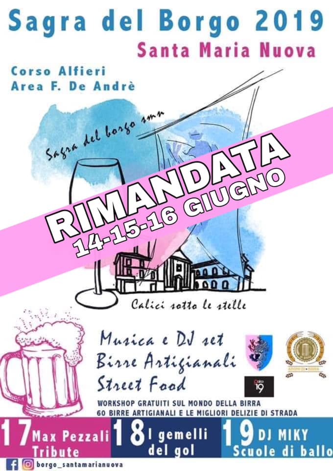 Palio di Asti, Comitato Palio Borgo Santa Maria Nuova: Rimandata per maltempo al 14-15-16/06 la Sagra del Borgo&nbsp;2019