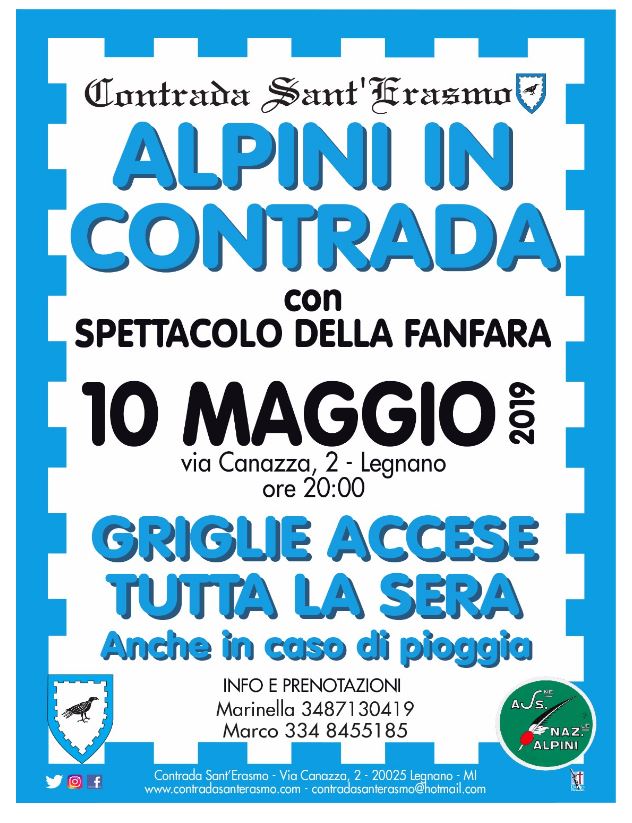 Palio di legnano, Contrada Sant’Erasmo: 10/05 Alpini in&nbsp;Contrada