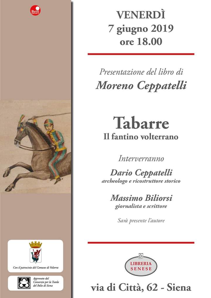 Palio di Siena: 07/06 Presentazione libro “Tabarre il fantino volterrano”