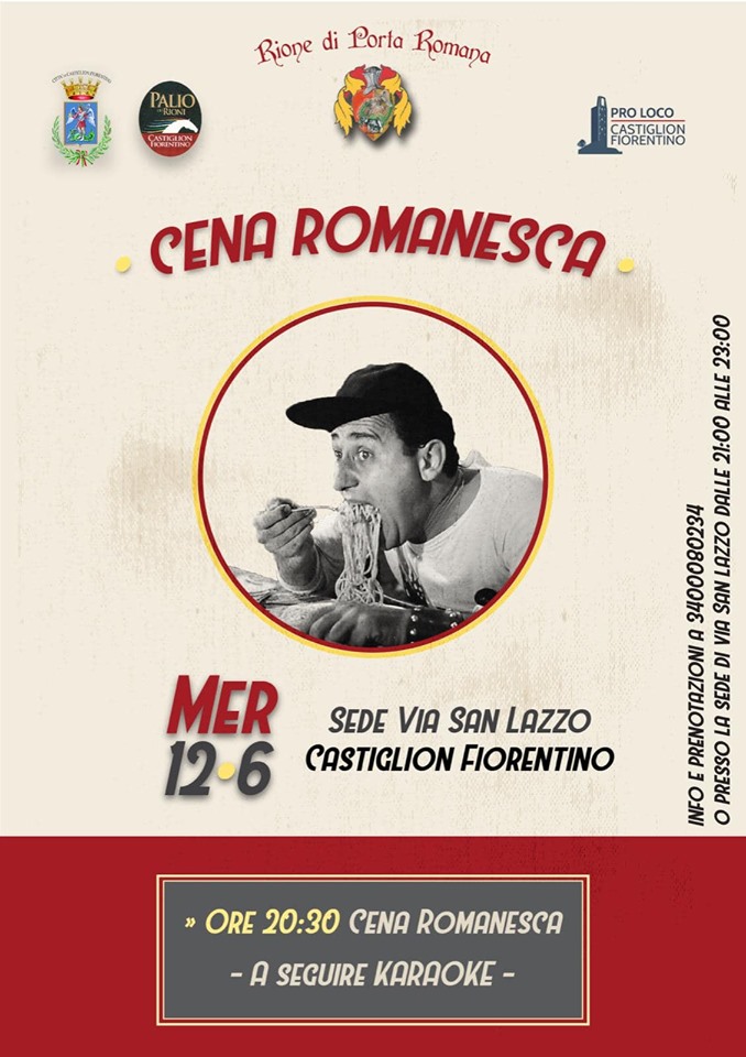 Palio di Castiglion Fiorentino, Rione Porta Romana: 12/06 Cena&nbsp;Romanesca