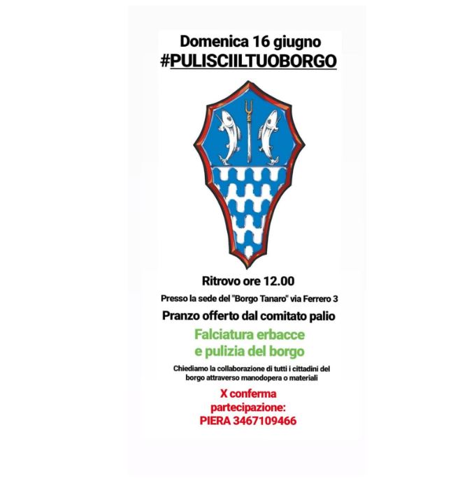 Palio di Asti, Borgo Tanaro-Trincere-Torrazzo: 16/06 “Pulisci il tuo&nbsp;Brgo”