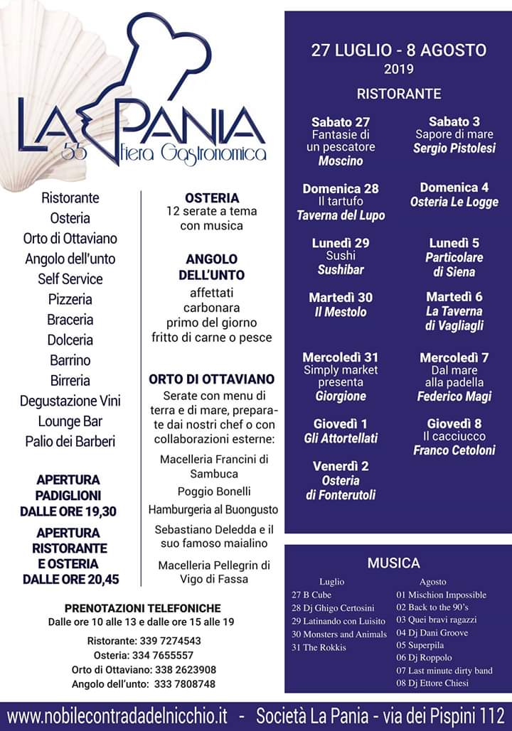 Siena, Contrada del Nicchio: 27/07-08/08 55 Fiera Gastronomica “La&nbsp;Pania”