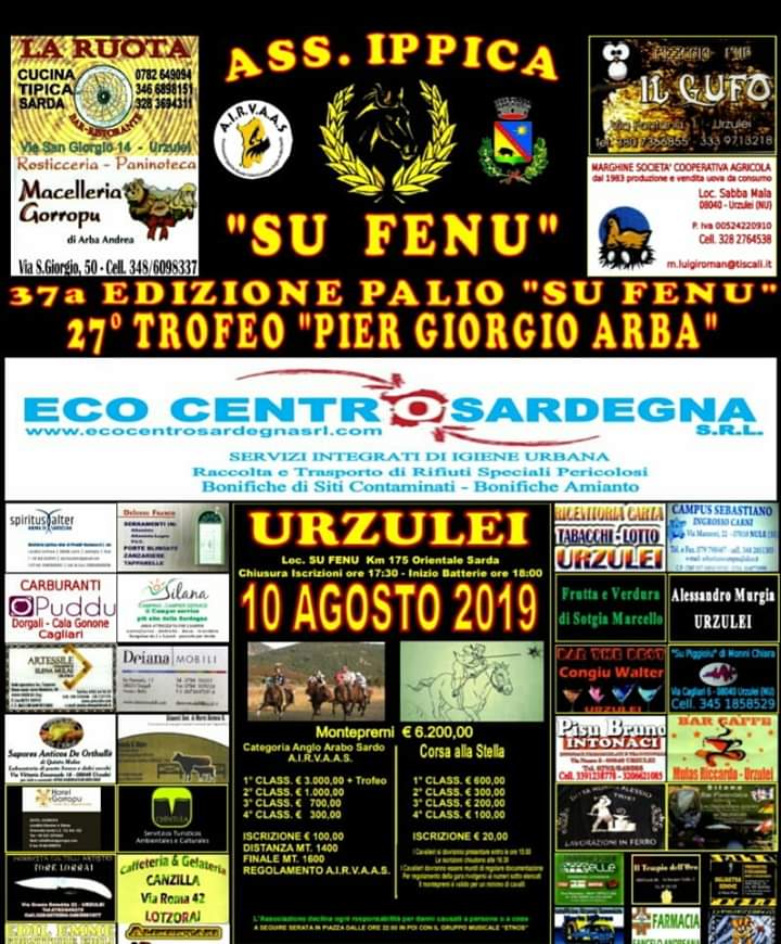 Palii Airvaas, Urzulei: 10/08 37 Edizione Palio “Su Fenu” e 27 Trofeo “Pier Giorgio&nbsp;Arba”
