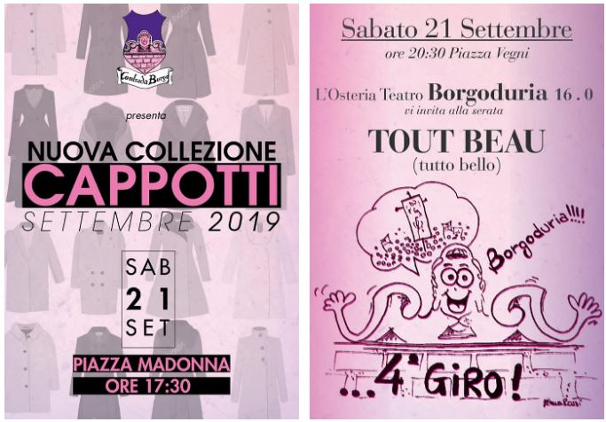 Palio di Castel del Piano, Contrada Borgo: Oggi 21/09 Sfilata “Nuova Collezione Cappotti” e Serata Tout&nbsp;Beau”