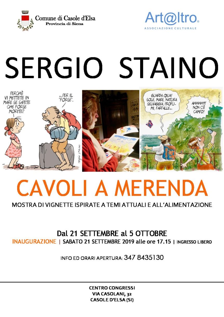Provincia di Siena: 21/09 ore 17.15 A Casole d’Elsa Presentazione  mostra “Cavoli a merenda” di Sergio&nbsp;Staino