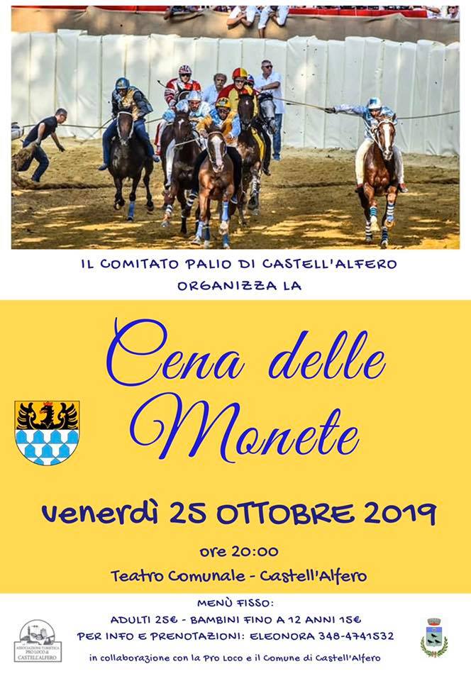 Palio di Asti, Comitato Palio Castell’Alfero: 25/10 Cena delle&nbsp;Monete
