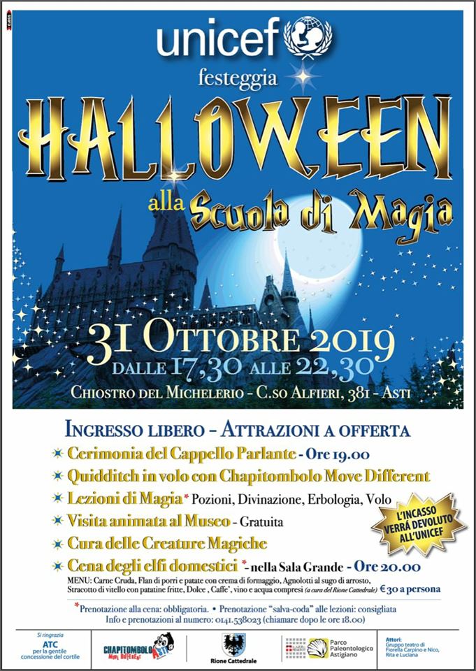 Asti: 31/10 Halloween alla Scuola di Magia organizzata dall’Unicef