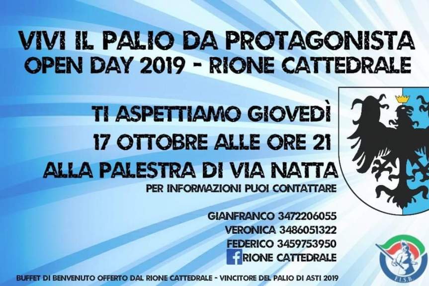Palio di Asti, Comitato Palio Rione Cattedrale: 16-17/10 Open Day&nbsp;2019