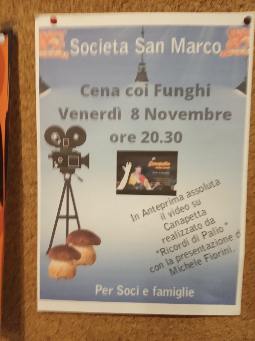 Siena, Società San Marco: 08/11 Cena coi Funghi