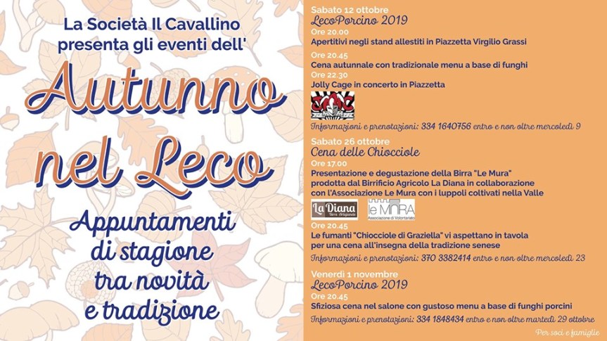 Siena, Contrada del leocorno: 12-26/10 e 01/11 Eventi dell’Autunno nel&nbsp;Leco