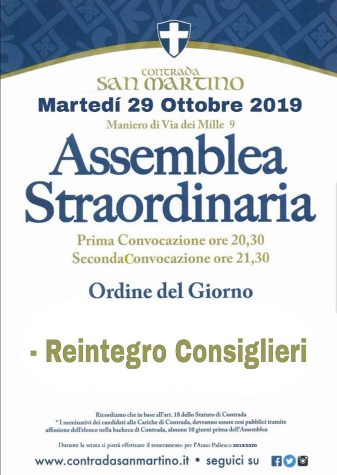 Palio di Legnano, Contrada San Martino: 29/10 Assemblea&nbsp;Straordinaria