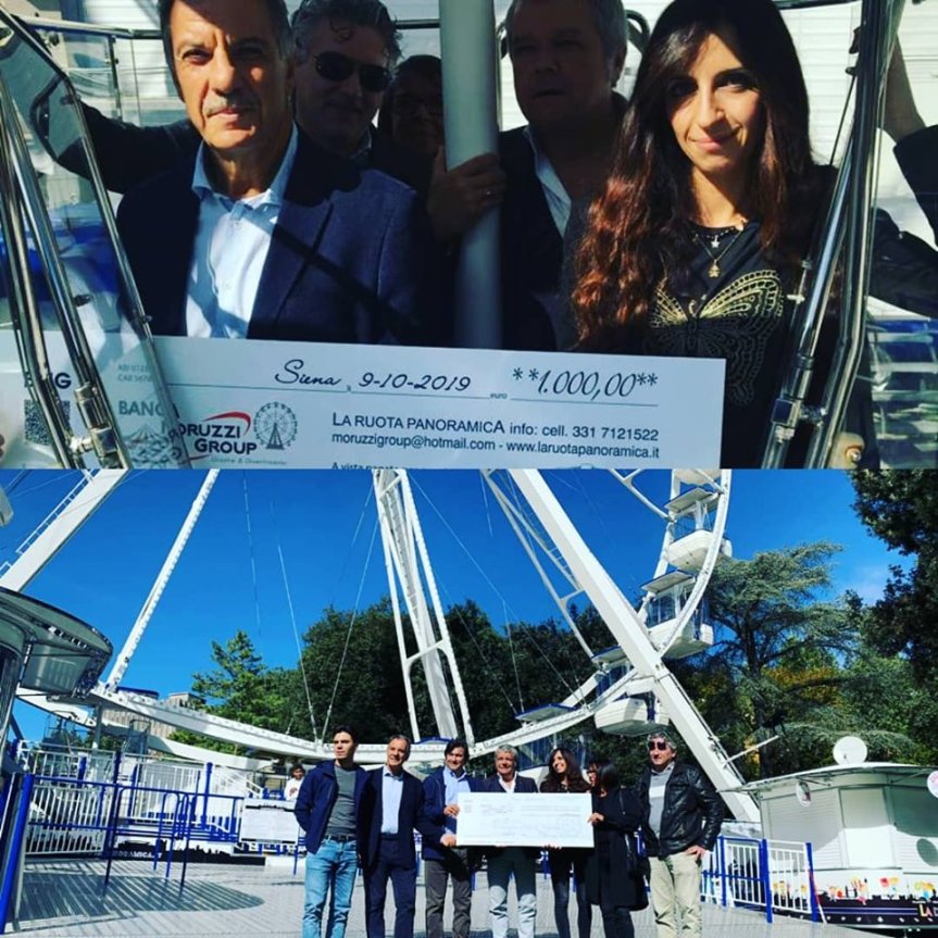 Siena: Grazie ai gestori Ruota Panoramica consegnato assegno da 1.000 Euro alla Fondazione Danilo&nbsp;Nannini