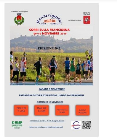 PROVINCIA DI SIENA: “CORRI SULLA FRANCIGENA” 2019 A MONTERIGGIONI IL 9 E 10&nbsp;NOVEMBRE