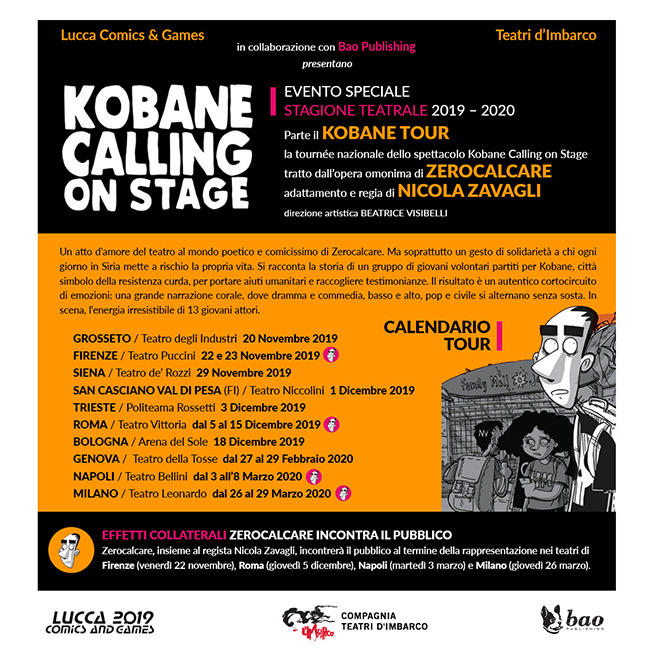 Siena, “Kobane Calling on Stage”: Il grande fumetto sul palco del Teatro dei Rozzi, nuovo luogo di collisioni di linguaggi