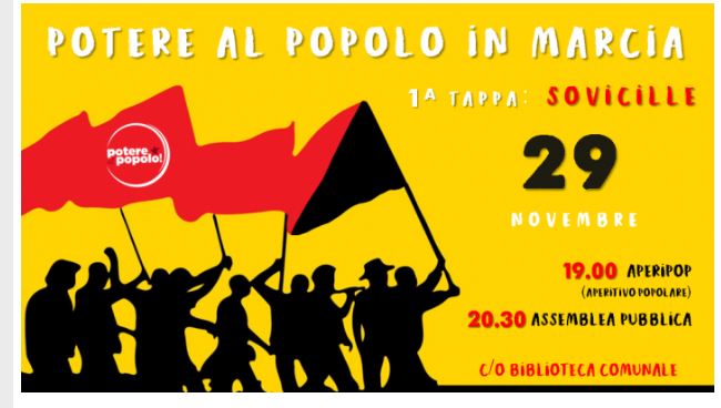 PROVINCIA DI SIENA, POTERE AL POPOLO IN MARCIA:  29/11 PRIMA TAPPA A&nbsp;SOVICILLE