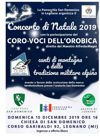 Palio di Legnano, Contrada San Domenico: 15/12 Canti di tradizione alpina in chiesa San&nbsp;Domenico