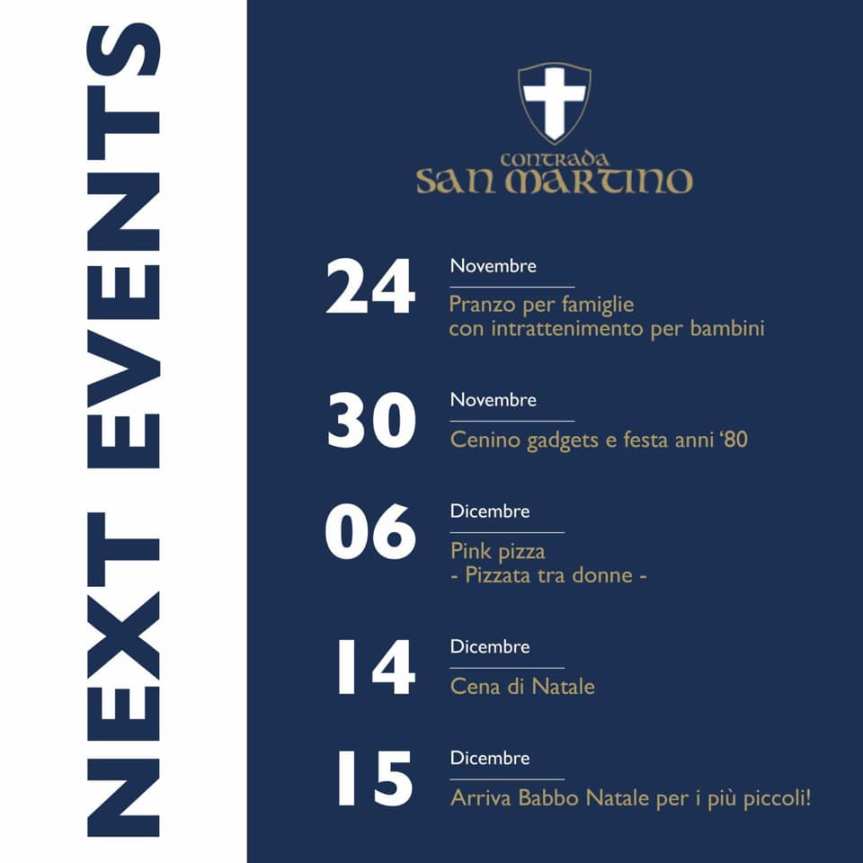 Palio di Legnano, Contrada San Martino: Gli Eventi in Contrada fino al&nbsp;15/12