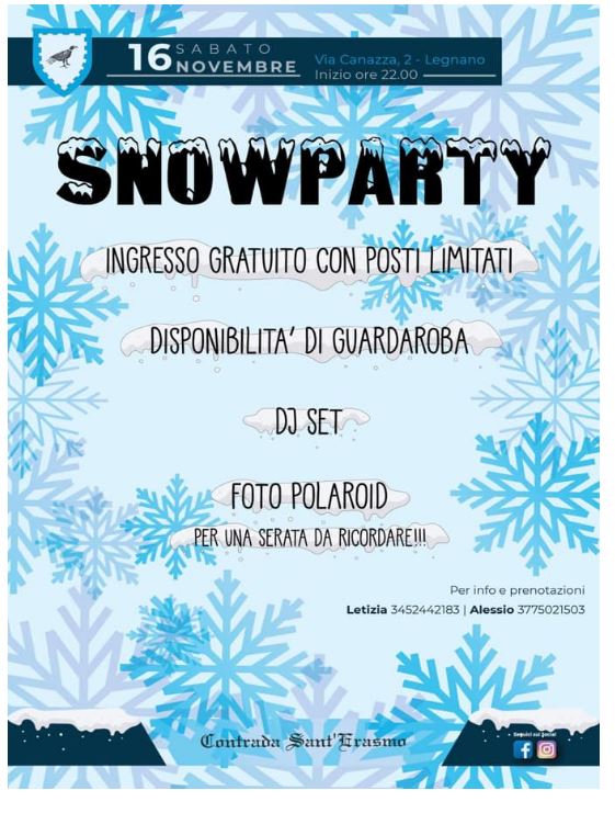 Palio di legnano, Contrada  Sant’Erasmo: 16/11 “Snow&nbsp;Party”