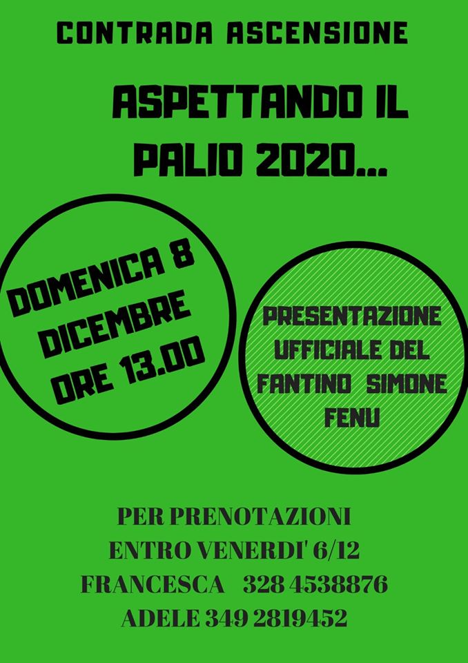 Palio di Buti, Contrada Ascensione: 08712 Cena Aspewttando il Palio 2020…. Presentazione Ufficiale fantino Simone&nbsp;Fenu