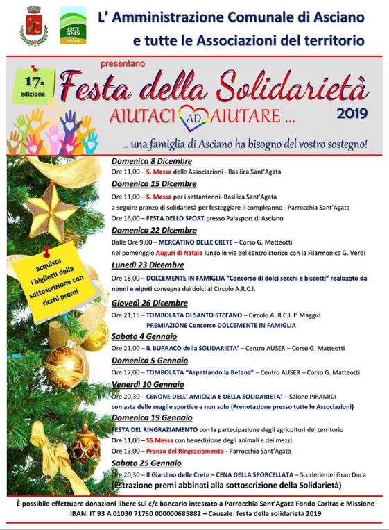 PROVINCIA DI SIENA: AD ASCIANO LA “FESTA DELLA SOLIDARIETÀ&nbsp;2019”