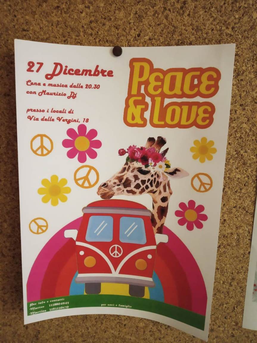 Siena, Contrada della Giraffa: Oggi 27/12 Serata “Peace&Love”
