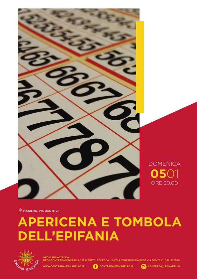 Palio di Legnano, Contrada Legnarello: Domani 05/01 Apericena e Tombola&nbsp;dell’Epifania