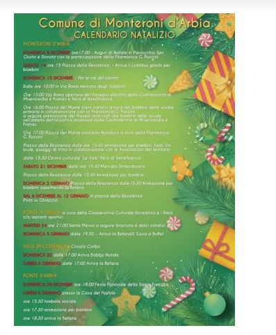 PROVINCIA DI SIENA: TORNA LA MAGIA DEL NATALE NELLE STRADE DI MONTERONI&nbsp;D’ARBIA