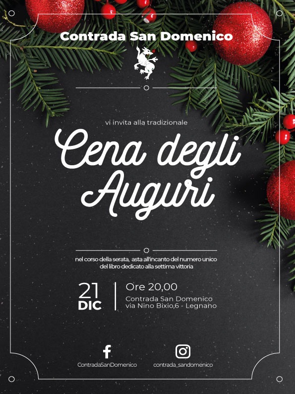 Palio di Legnano, Contrada San Domenico: 21/12 Cena degli&nbsp;Auguri