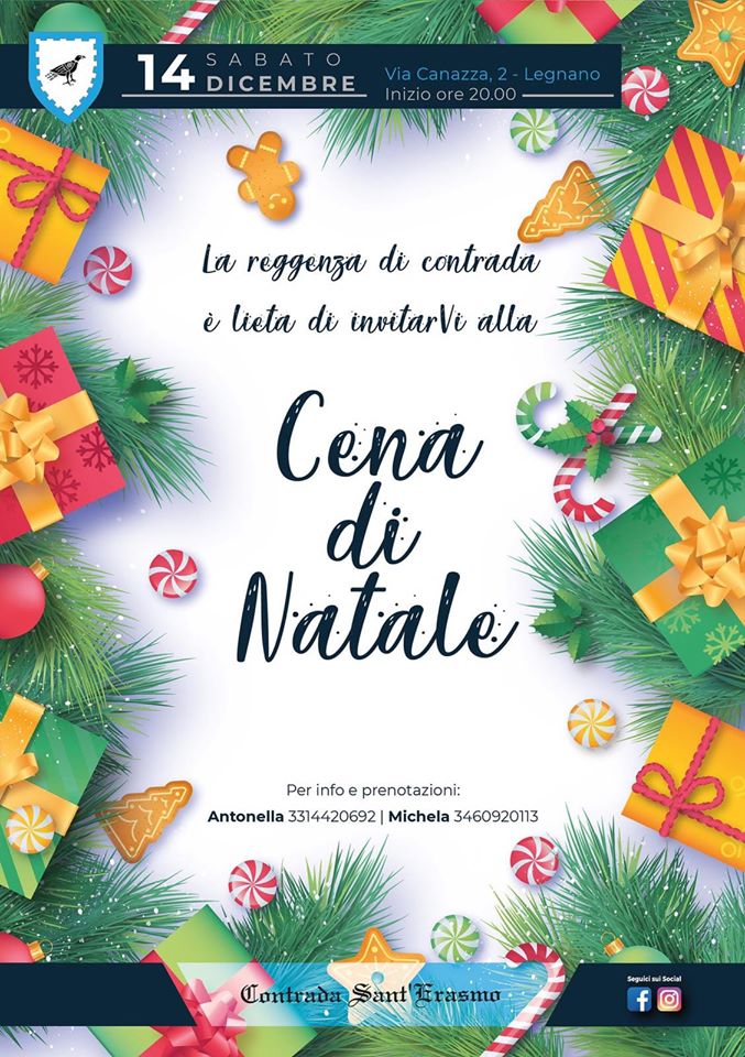 Palio di Legnano, Contrada Sant’Erasmo:  14/12 Cena di&nbsp;Natale