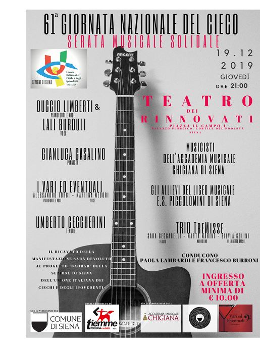 Siena: Domani 19/12 Al Teatro dei Rinnovati la 61esima Giornata Nazionale del&nbsp;Cieco