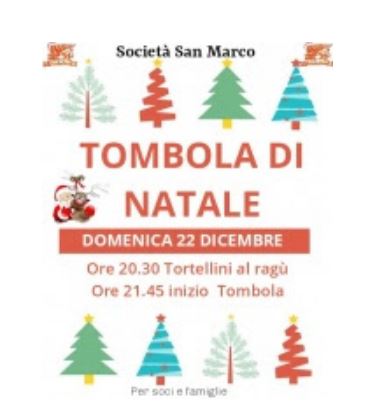 Siena, Società San Marco: 22/12 Tombola di&nbsp;Natale
