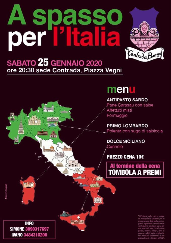 Palio di Castel del Piano, Contrada Borgo: 25/01 A Spasso per&nbsp;l’Italia