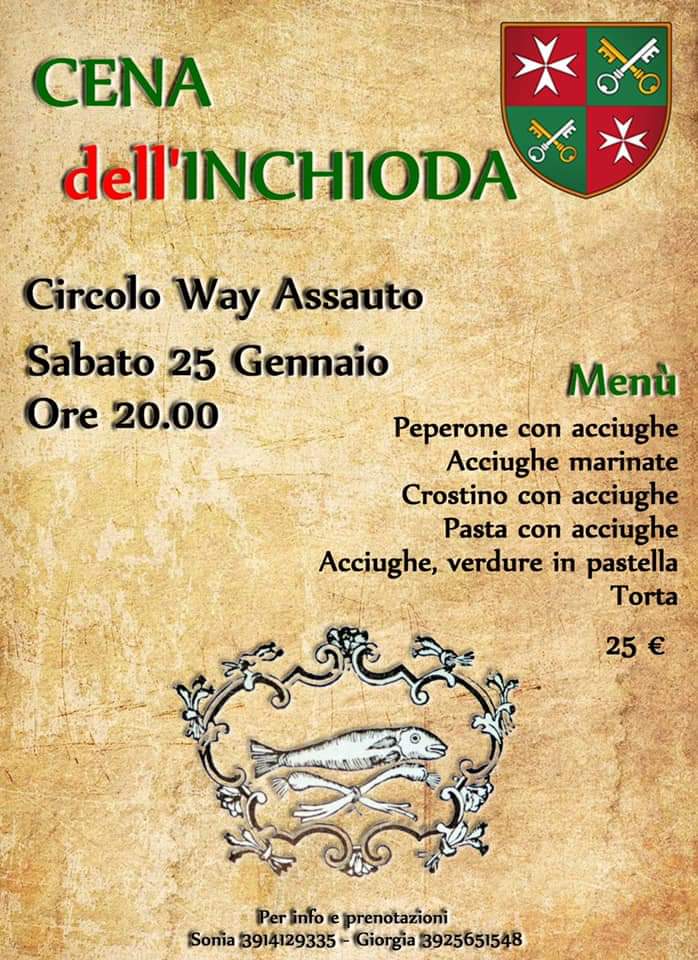 Palio di Asti, Comitato Palio Borgo San Pietro: 25/01Cena dell’Inchioda