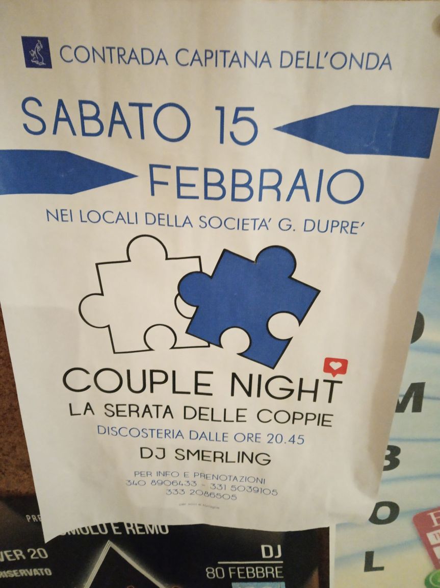 Siena, Contrada dell’Onda: 15/02 Serata delle&nbsp;Coppie