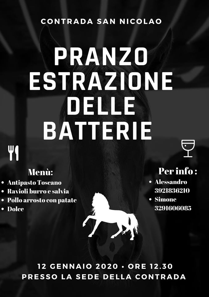 Palio di Buti, Contrada San Nicolao: Domani 12/01 Pranzo Estrazione delle&nbsp;Batterie