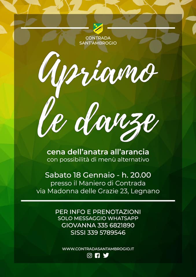 Palio di Legnano, Contrada Sant’Ambrogio: 18/01 Cena dell’anatra all’arancia