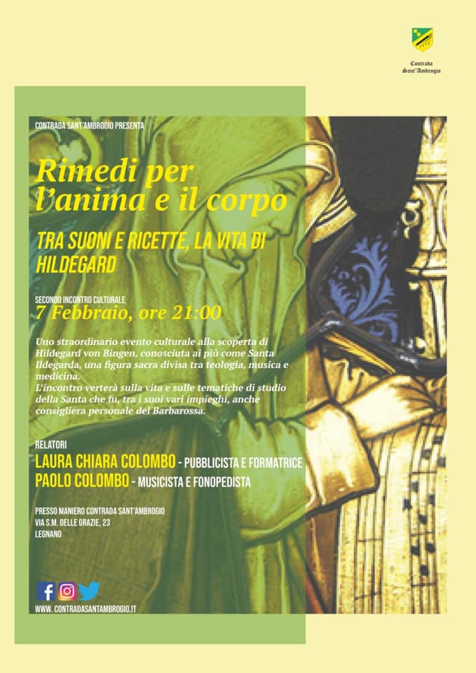 Palio di Legnano, Contrada Sant’Ambrogio: Domani 07/02 “Rimedi per l’anima e il corpo” , tra suoni e ricette la vita di&nbsp;Hildegard