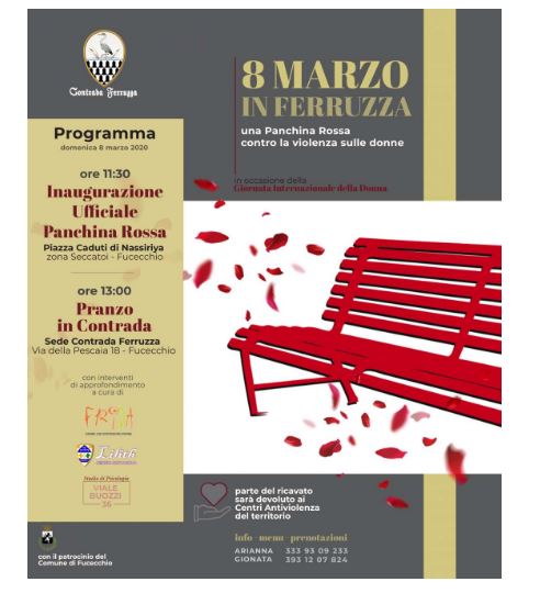 Palio di Fucecchio, Contrada Ferruzza, 08/03 in Ferruzza: Inaugurazione Panchina Rossa e&nbsp;Pranzo