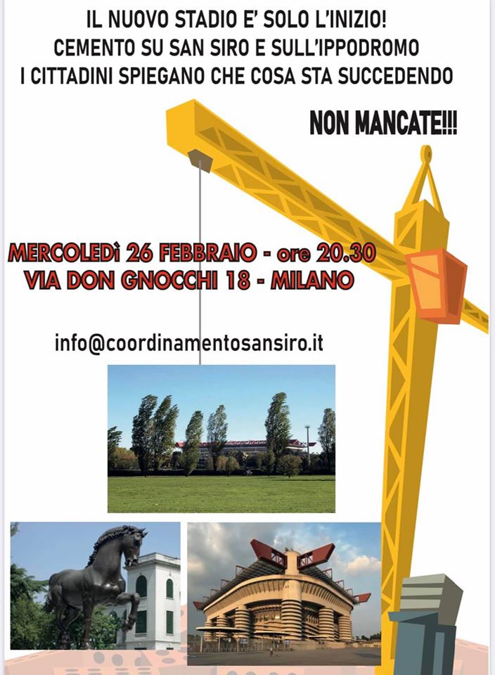 Ippica, Milano: 26/02 Importante incontro pubblico per conoscere la situazione di tutta l’area di San&nbsp;Siro