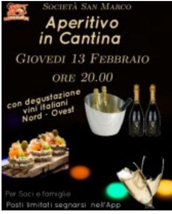Siena, Società San Marco: 13/02 Aperitivo in&nbsp;Cantina