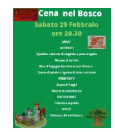 Siena, Società San Marco: Oggi 29/02 Cena nel&nbsp;Bosco