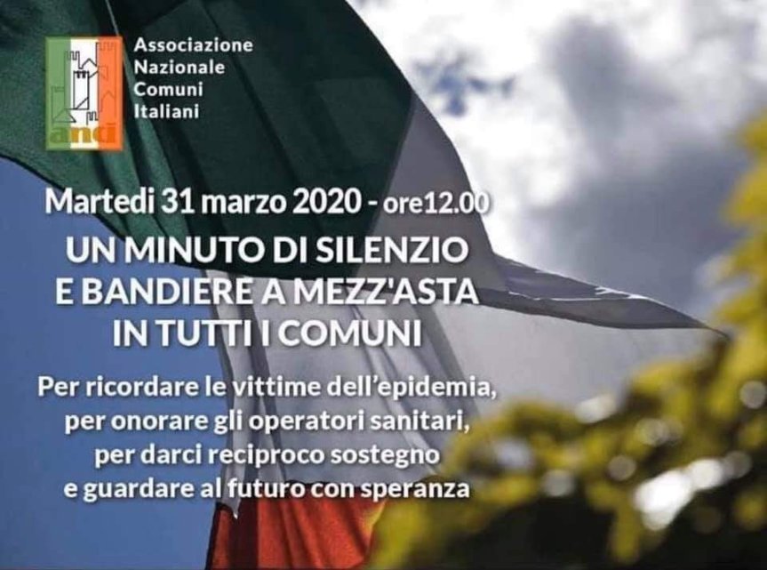 Siena: Oggi 31/03  alle ore 12.00, bandiere a mezz’asta e un minuto di&nbsp;silenzio