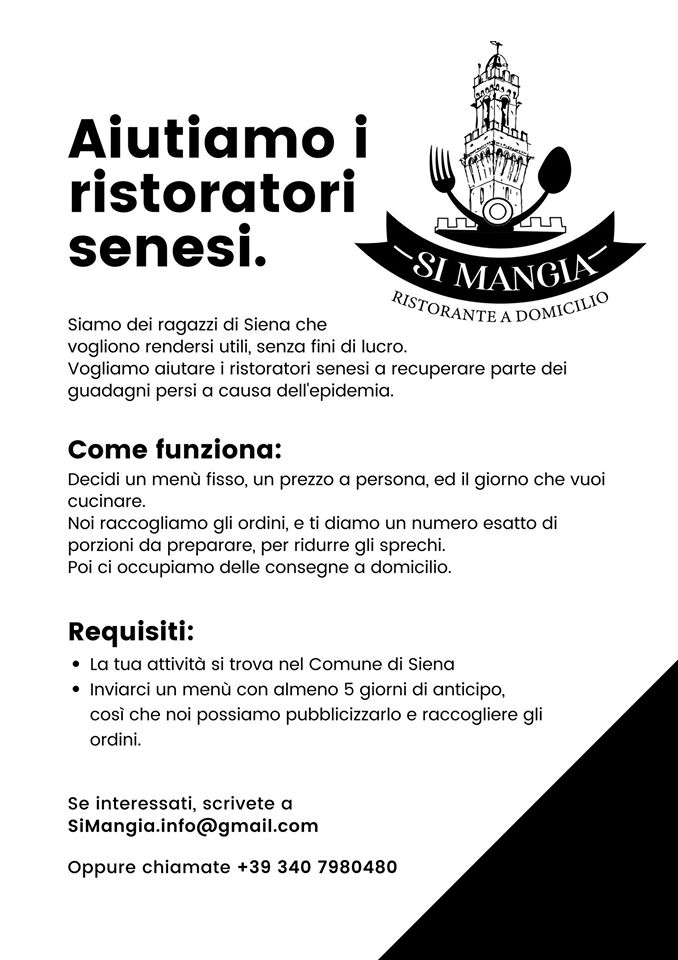Siena: #SiMangiaASiena, Ristorante a&nbsp;Domicilio
