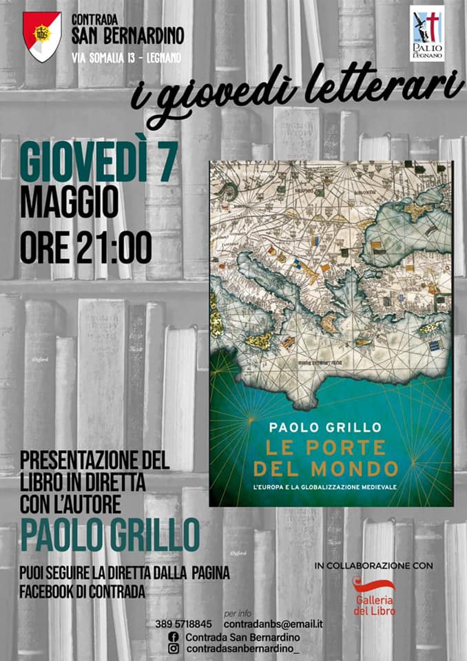Palio di legnano, Contrada San Bernardino: 07/05 “I Giovedì Letterari” via web  con Paolo&nbsp;Grillo