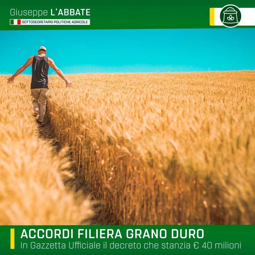 Italia: Accordo Filiera Grano&nbsp;Duro
